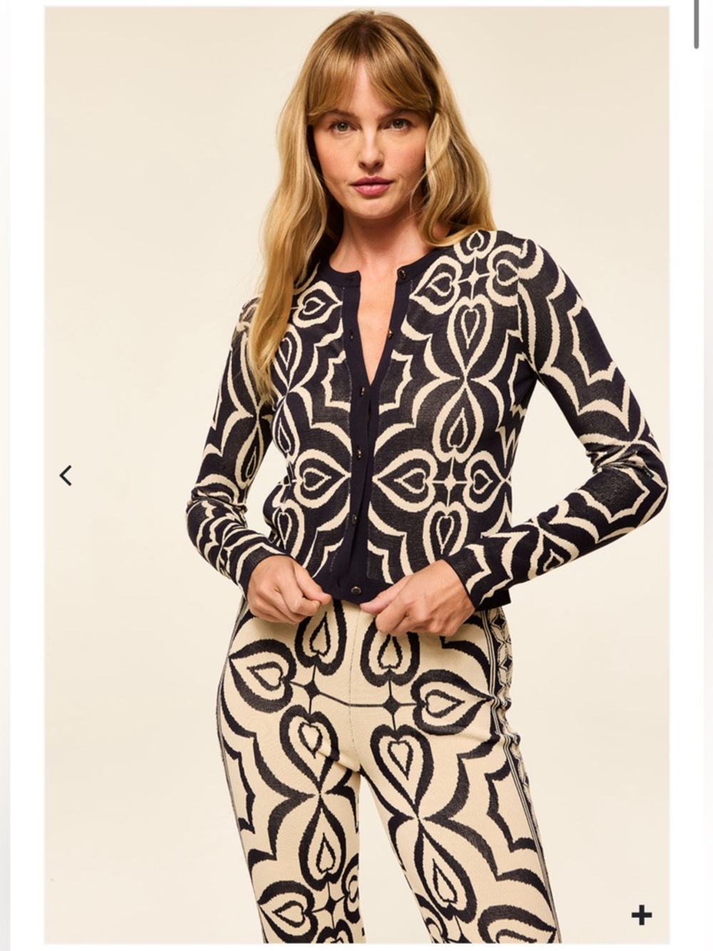 NWT MISA Los Angeles Pansy Cardigan - Size XS - Navy and Cream